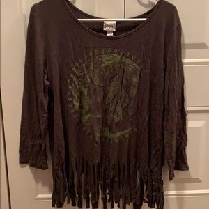 3/4 sleeve to fringe top